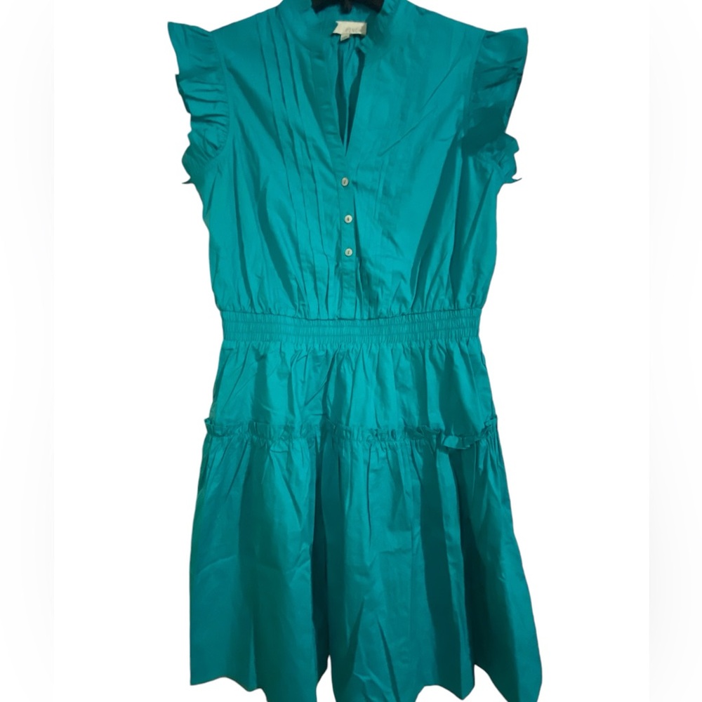 Pinch pleated & tiered ruffle mini dress